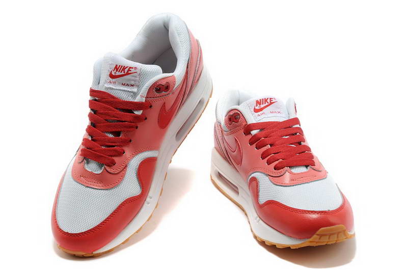 Nike Air Max 1 87 fourrure Chaussures Hommes Chaussures Hommes Blanc Rouge (3)